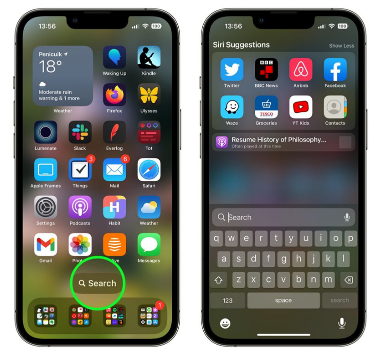 邵阳苹果手机维修分享升级到 iOS 16 后，如何删除主屏幕上的搜索按钮 