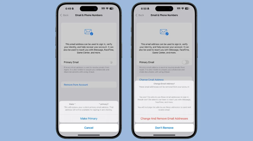 邵阳苹果手机维修分享苹果 iOS 18.1 支持设置“主要”邮箱地址并更改 iCloud 邮箱 