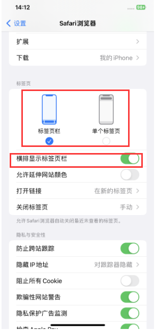 邵阳苹果手机维修分享Safari浏览器如何切换标签栏位置 